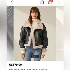 Sherpa lined Shearling Faux leather flight  Jacket